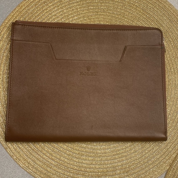 Rolex Brown Leather Clutch - Picture 2 of 6